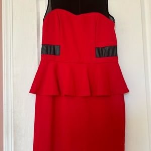 Beautiful red & black dress in size 4 with leather trims in Kensie brand.